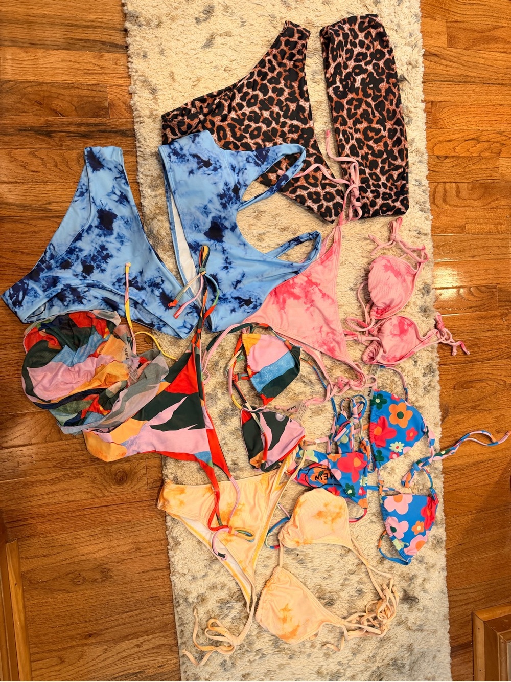 SHEIN Multicolor & Blue Tie-Dye Floral Mix Women’s Bikini Set Lot